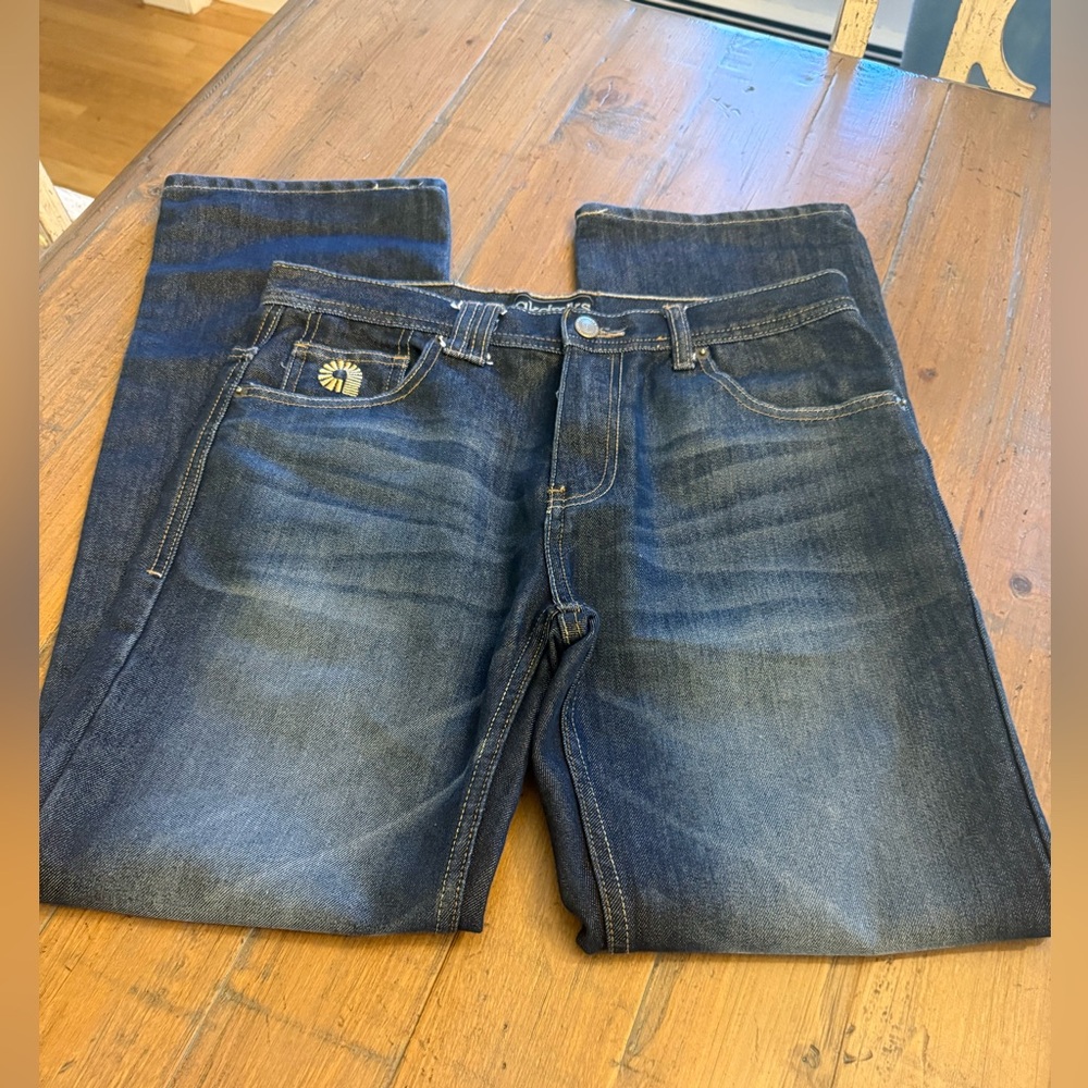 Akdmks jeanius products distressed woman’s flare leg jeans. Waist 30.